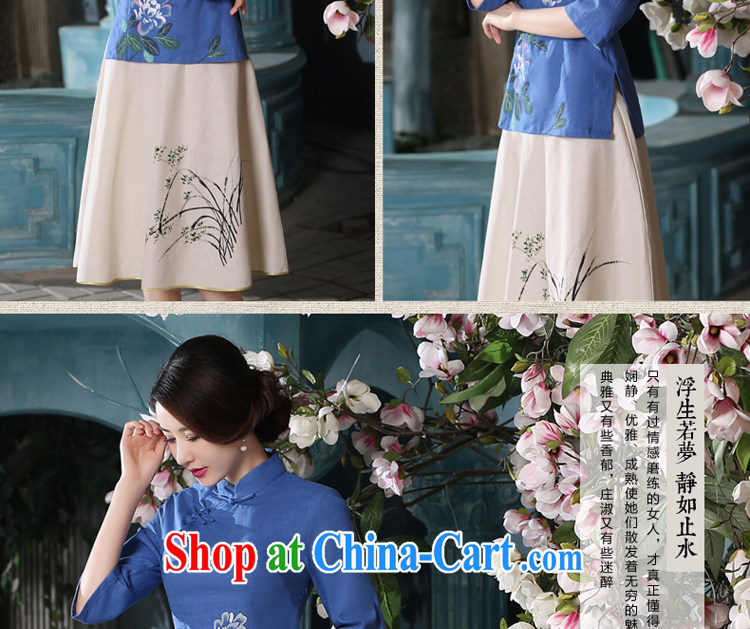 pro-am 2015 New Spring Summer Day retro style improved short blue cotton Ma dresses dresses T-shirt T-shirt + skirt XL pictures, price, brand platters! Elections are good character, the national distribution, so why buy now enjoy more preferential! Health
