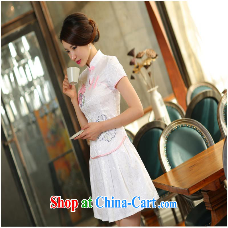 Feng Yi cotton trim 2015 new beauty routine retro improved long-sleeved dresses and stylish two-piece on 1121 518 B white short-sleeved . XL, Feng Yi cotton ornaments, and shopping on the Internet