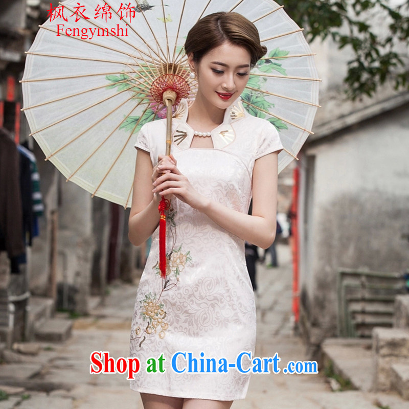 Feng Yi cotton trim 2015 new stylish improved cheongsam dress daily video thin beauty short cheongsam dress, 1122 518 B apricot . XXL