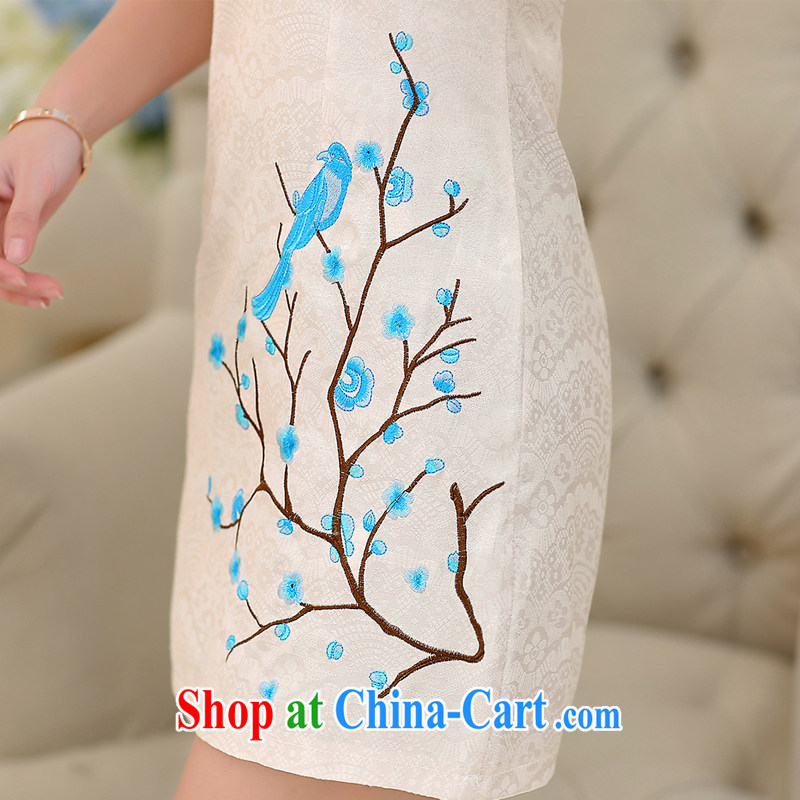 Poet, summer 2015 new ladies summer dresses are decorated with graphics thin improved Chinese elegant and stylish embroidered cheongsam dress dress white XL, poet (YASHIREN), online shopping