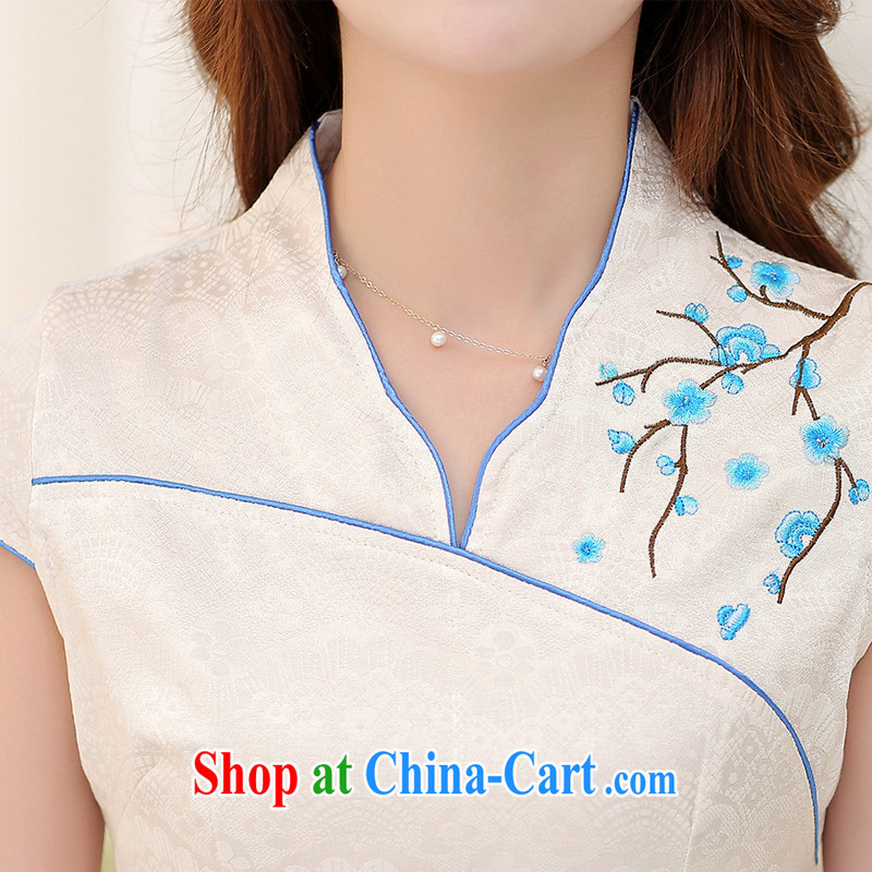 Poet, summer 2015 new ladies summer dresses are decorated with graphics thin improved Chinese elegant and stylish embroidered cheongsam dress dress white XL, poet (YASHIREN), online shopping