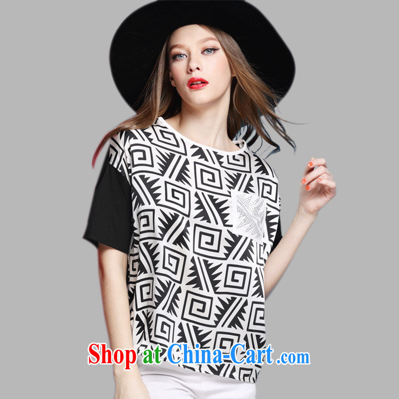 hamilton 2015 Summer in Europe and America for the stamp duty is silk T-shirt short-sleeved parquet drill female T-shirt Shenzhen boutique girls picture color XL