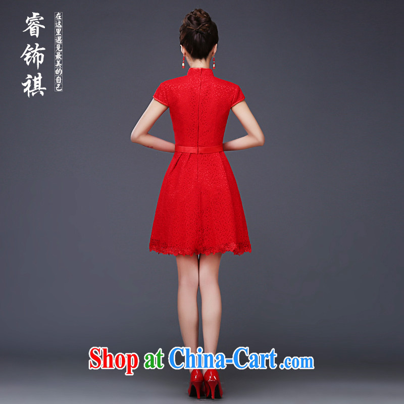Mu Yao Chinese bows clothing red dresses short Chinese marriages wedding a waist larger pregnant women sexy lace package shoulder cultivating graphics gaunt waist red XXXL brassieres 97 CM, Mu Yao, shopping on the Internet