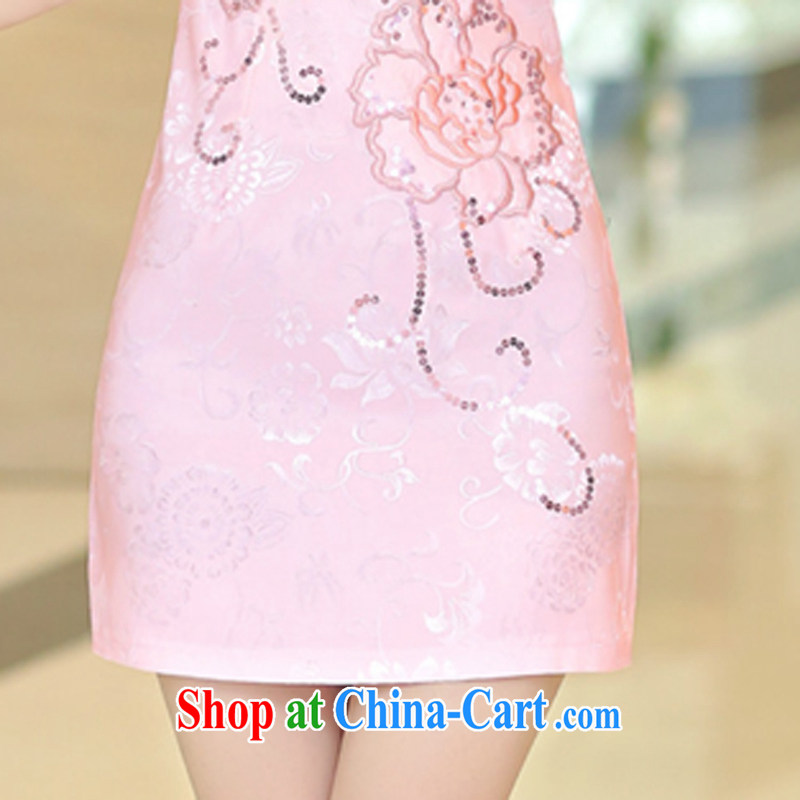 Summer 2015 New National wind Chinese short-sleeve retro stamp beauty charm graphics thin package and cheongsam dress girls pink L charm, as well as Asia and (Charm Bali), online shopping