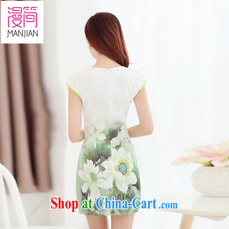 Spread in short 2015 new summer short-sleeved dresses skirts of the lotus-yuan Chinese Antique graphics thin package and dresses female Lotus XXL, diffuse in short, shopping on the Internet