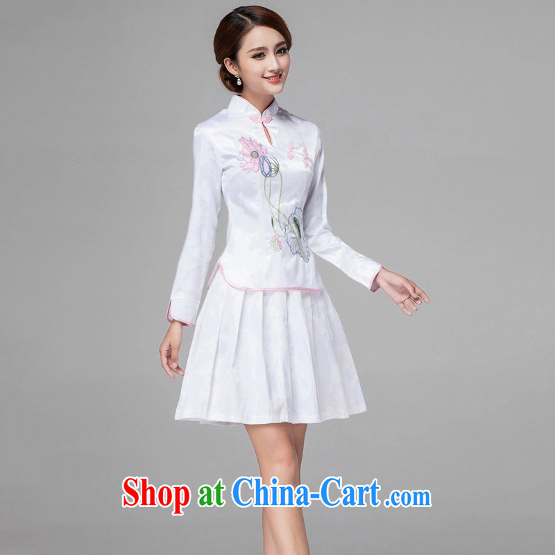 Let Bai beauty summer 2015 New Sau San Tong cheongsam with China wind spring and summer short-sleeve two-piece dresses dresses QP 364 #white long-sleeved XL dream Bai beauty, and shopping on the Internet
