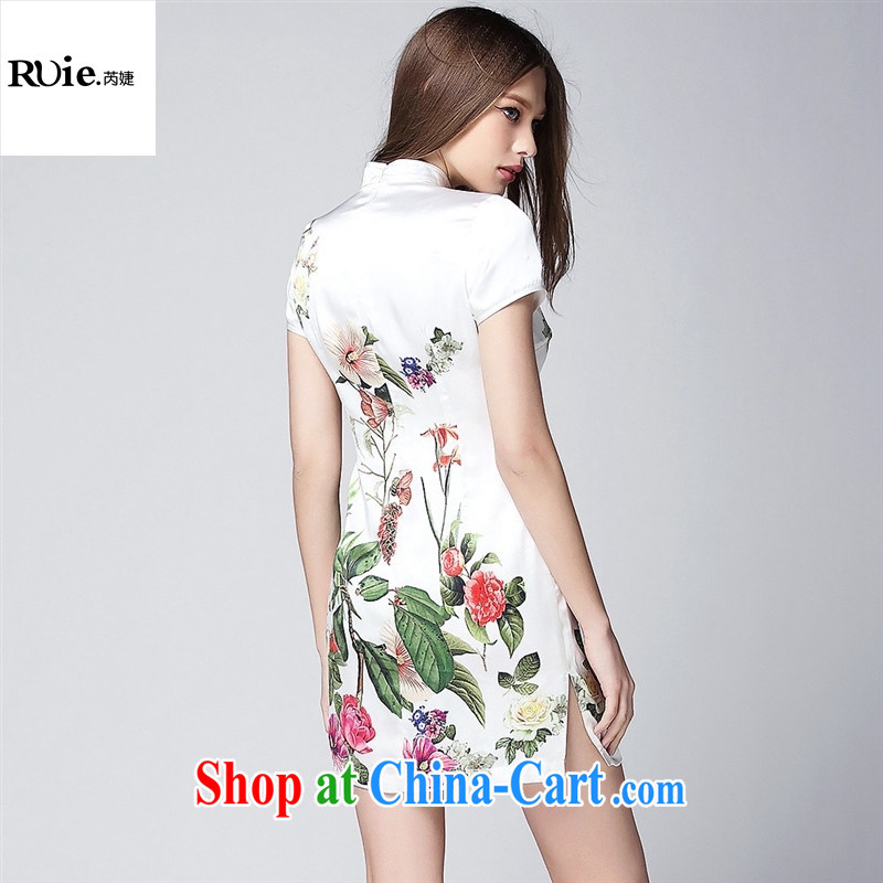 Summer 2015 new women with improved stylish silk stamp short cheongsam dress QF 150,368 white XL, health concerns (Rvie .), and shopping on the Internet