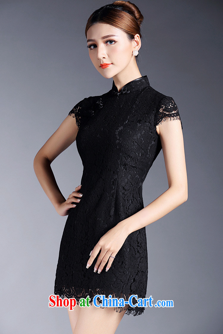 Summer 2015 new girls improved stylish lace short sleeves cheongsam dress factory wholesale QF 140,513 dark green XL pictures, price, brand platters! Elections are good character, the national distribution, so why buy now enjoy more preferential! Health