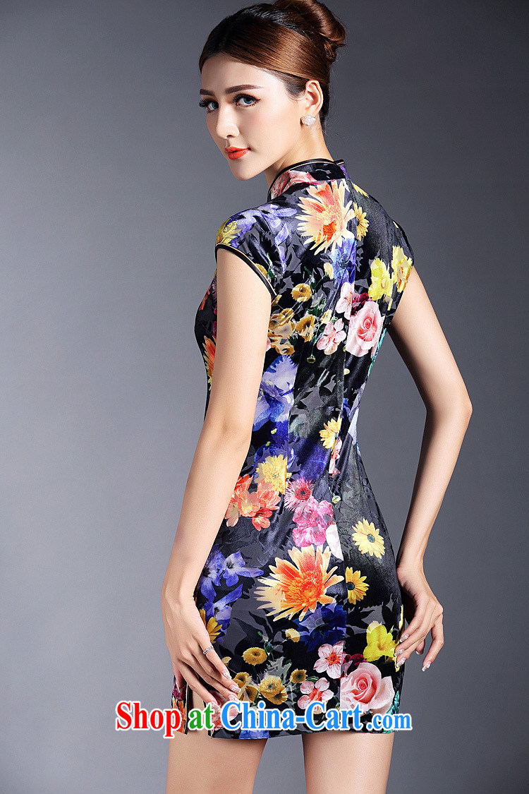 Summer 2015 new women with improved stylish flocking stamp short-sleeved short cheongsam dress QF 140,519 picture color XL pictures, price, brand platters! Elections are good character, the national distribution, so why buy now enjoy more preferential! Health