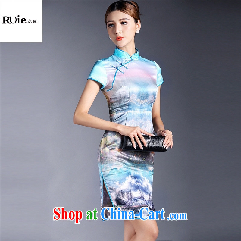 Summer 2015 new women with improved stylish silk stamp short-sleeved short cheongsam dress QF 140,520 picture color XL, health concerns (Rvie .), and, shopping on the Internet