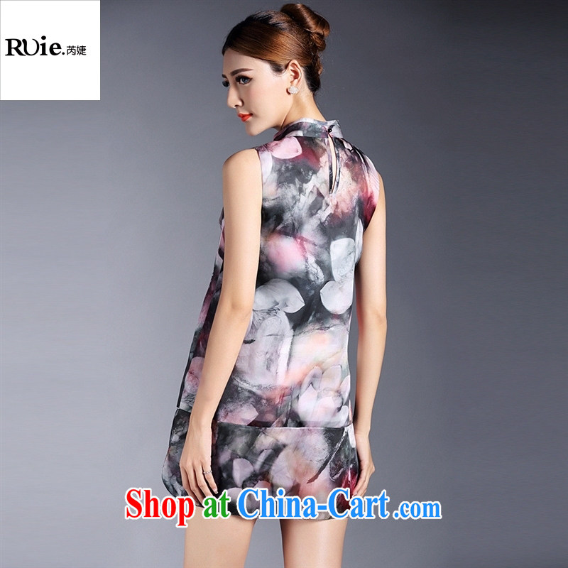 Summer 2015 new retro female improved stylish stamp sleeveless dresses skirts manufacturers wholesale QF 140,522 black background XL, health concerns (Rvie .), and, on-line shopping