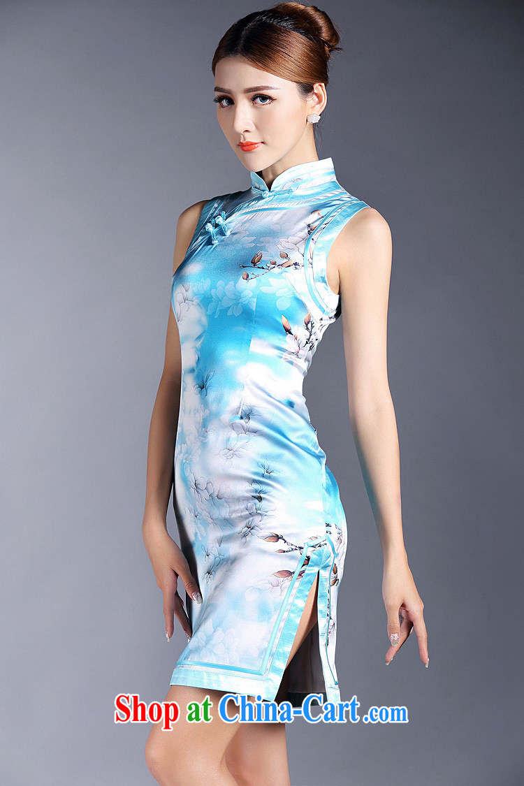 Summer 2015 new girls improved stylish silk stamp sleeveless short cheongsam dress factory wholesale QF 140,508 picture color XL pictures, price, brand platters! Elections are good character, the national distribution, so why buy now enjoy more preferential! Health