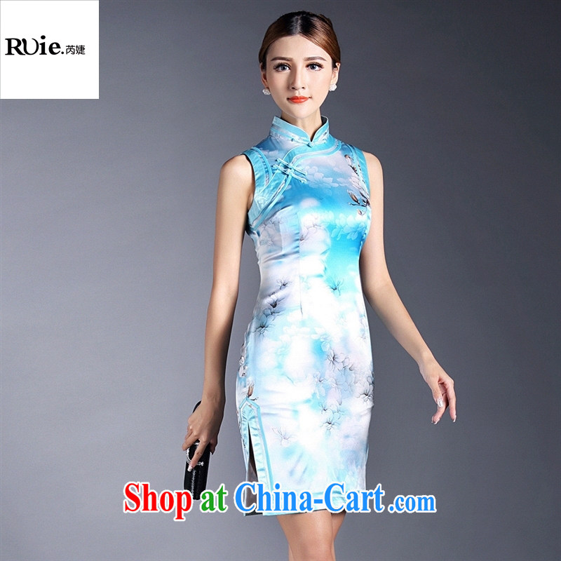 Summer 2015 new women with improved stylish silk stamp sleeveless short cheongsam dress factory wholesale QF 140,508 picture color XL, health concerns (Rvie .), and shopping on the Internet