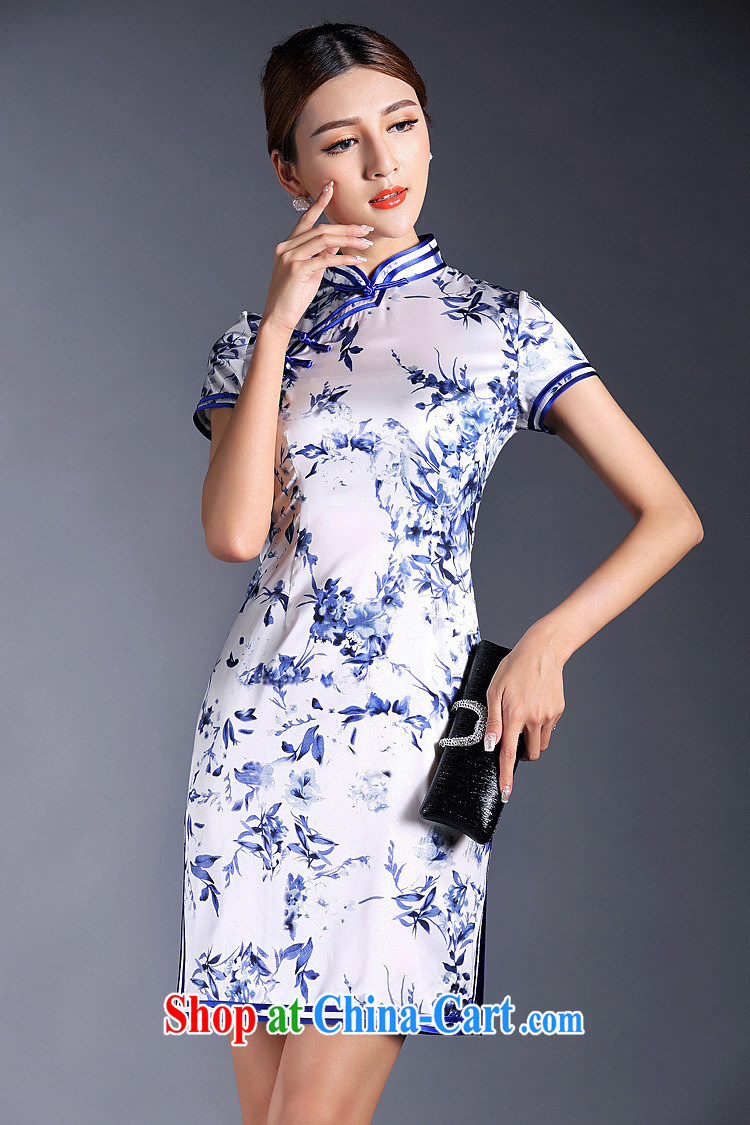 Summer 2015 new girls improved stylish blue and white porcelain stamp double-wrinkled short-sleeved short cheongsam dress QF 140,521 picture color XL pictures, price, brand platters! Elections are good character, the national distribution, so why buy now enjoy more preferential! Health