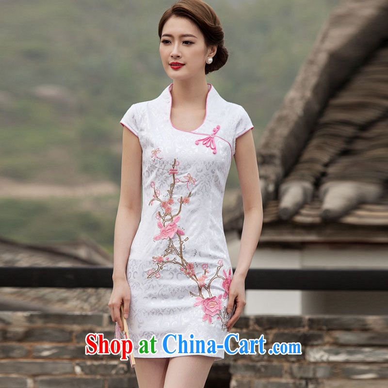 ADDIS ABABA, Connie 2015 spring and summer new Chinese antique dresses and stylish high-end embroidery daily dresses dresses Q 1128 pink XL, Addis Ababa, Connie (FABENE), online shopping