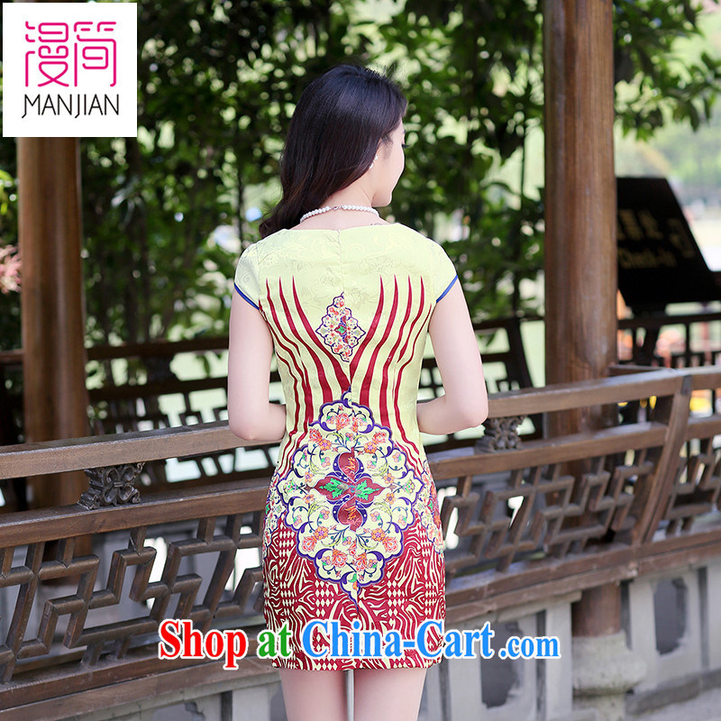Animated short dresses 2015 new summer women cheongsam dress short-sleeved beauty stamp National wind retro package and short skirts red ripple XXL, diffuse in short, shopping on the Internet