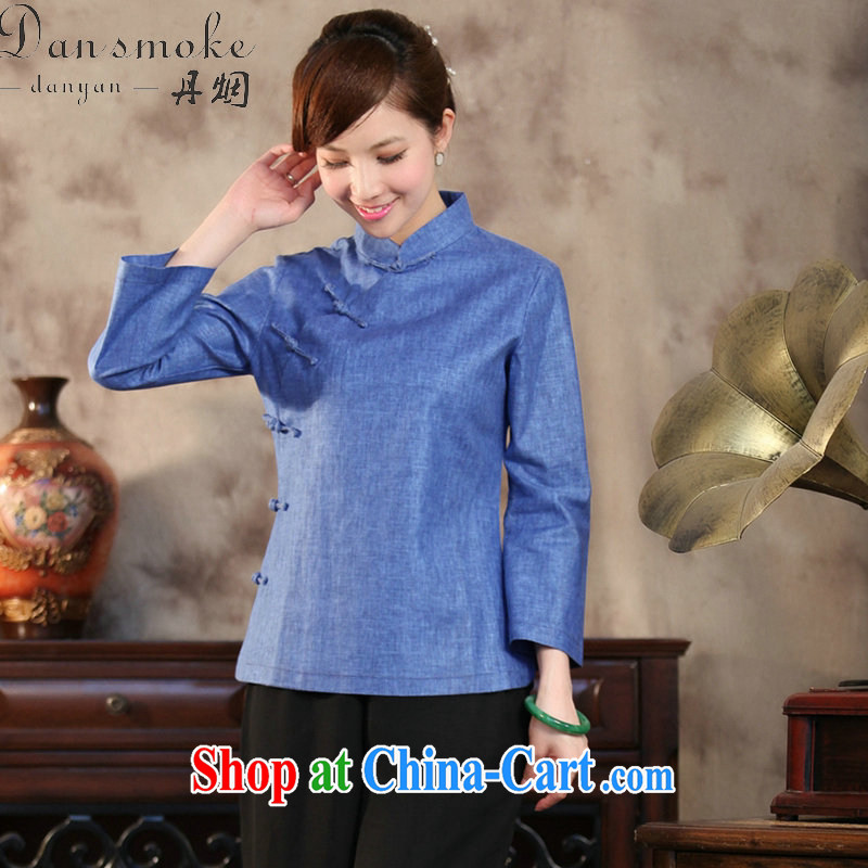 Dan smoke antique Chinese cotton Ms. Ma is a tight beauty Book Fragrance solid-colored Chinese, for improved Chinese literary T-shirt such as the color 2 XL, Bin Laden smoke, shopping on the Internet