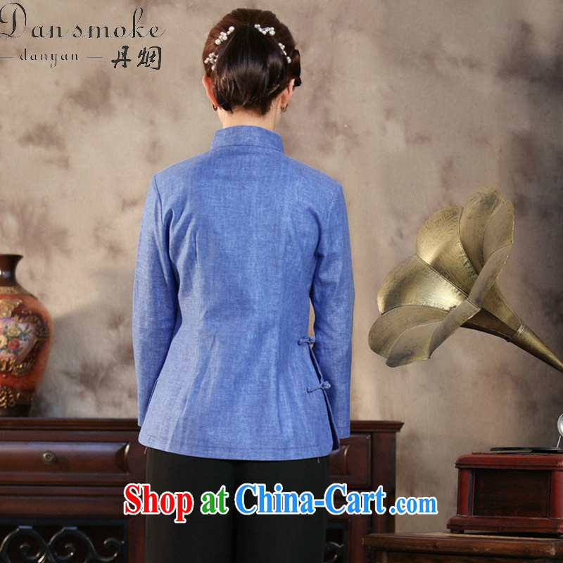 Dan smoke antique Chinese cotton Ms. Ma is a tight beauty Book Fragrance solid-colored Chinese, for improved Chinese literary T-shirt such as the color 2 XL, Bin Laden smoke, shopping on the Internet