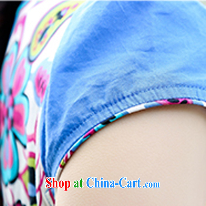 2015 new stretch cotton the cheongsam retro Sau San daily cheongsam dress summer fashion to dress 5935 blue flower M, ballet of Asia and cruise (BALIZHIYI), online shopping