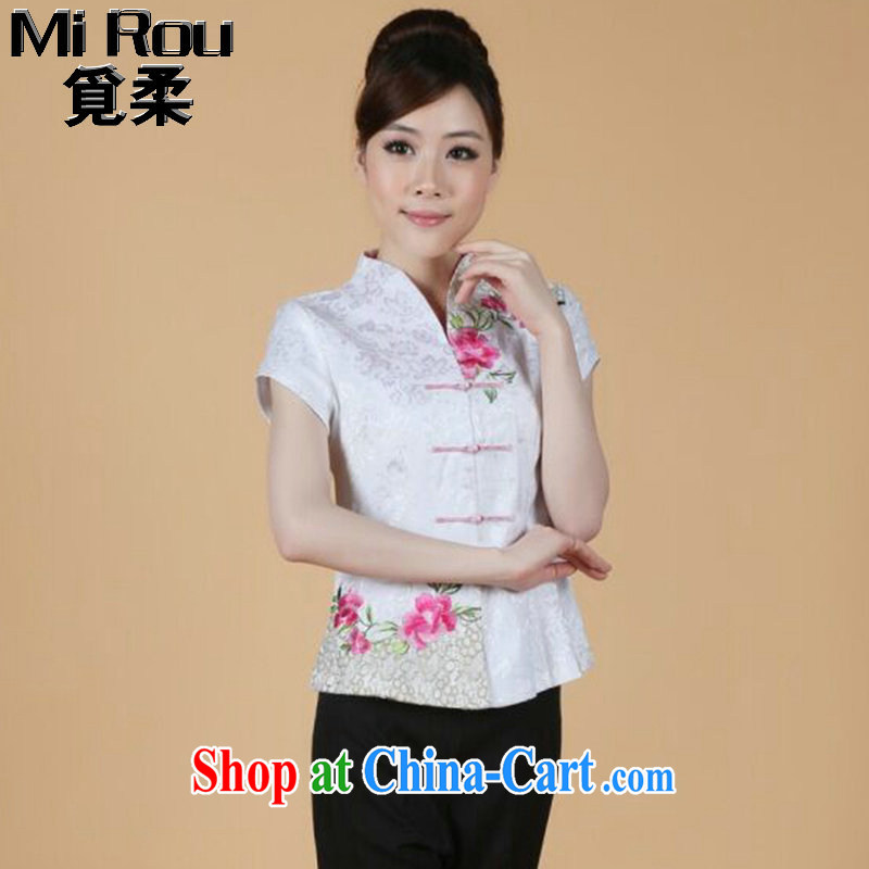 Find Sophie summer new, short-sleeved Chinese Chinese improved embroidered stretch cotton-mouth to everyday Chinese T-shirt such as the color 3 XL, flexible employment, shopping on the Internet