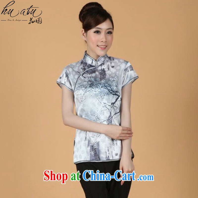 spend the summer with new, short-sleeved Chinese Chinese improved embroidered stretch cotton-mouth to everyday Chinese T-shirt such as the color 2 XL, flowers, and shopping on the Internet