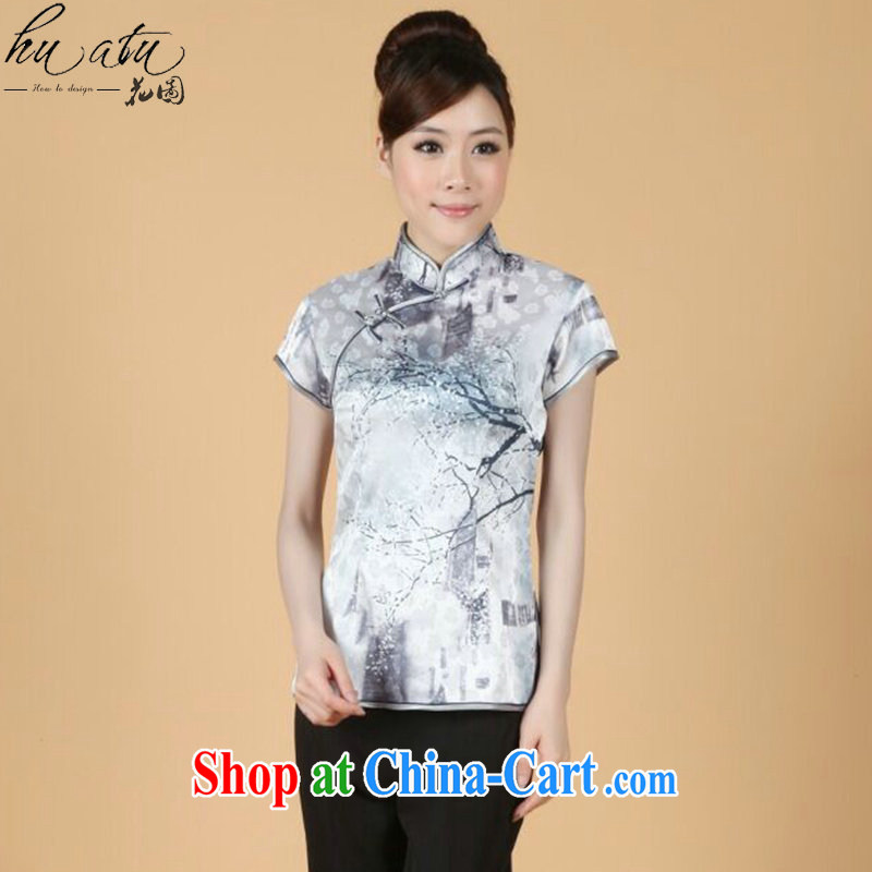 spend the summer with new, short-sleeved Chinese Chinese improved embroidered stretch cotton-mouth to everyday Chinese T-shirt such as the color 2 XL, flowers, and shopping on the Internet
