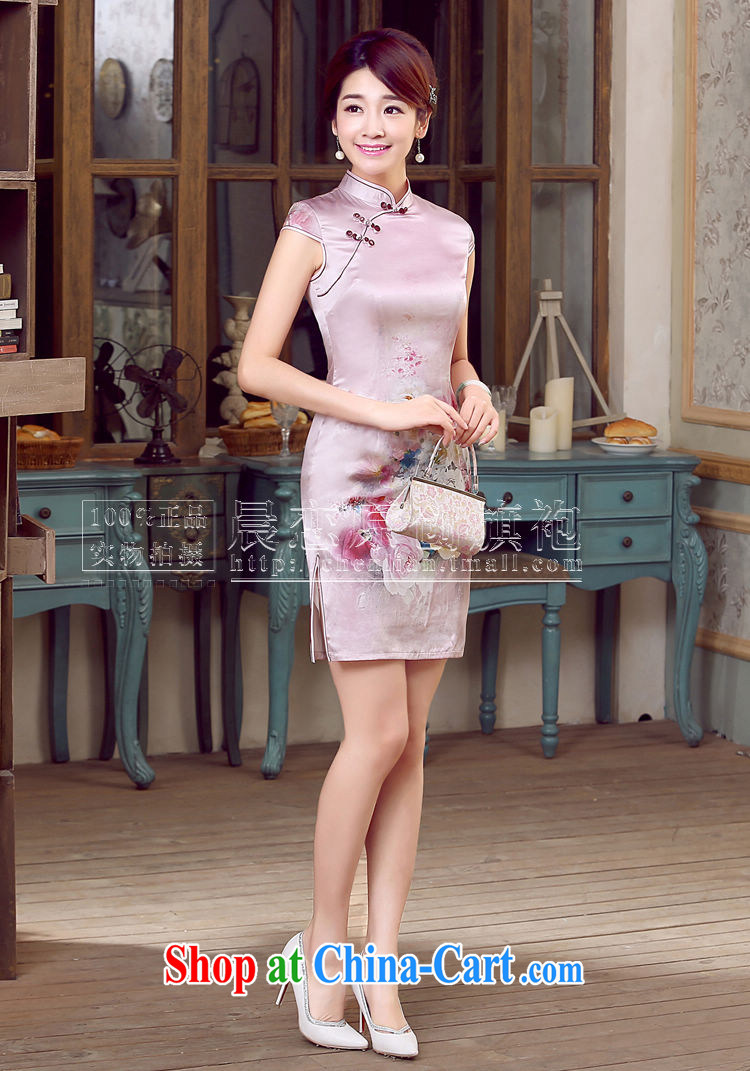 Morning, dresses new 2015 summer retro short-sleeved improved stylish sauna silk heavy Silk Cheongsam dress pink with pink XXL pictures, price, brand platters! Elections are good character, the national distribution, so why buy now enjoy more preferential! Health