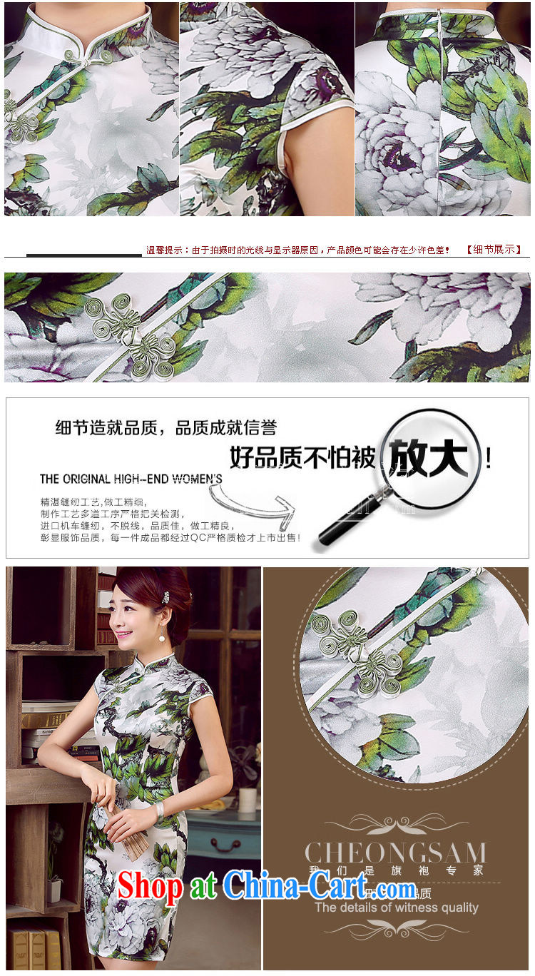 Morning, dresses new 2015 retro summer short-sleeve improved stylish sauna silk heavy Silk Cheongsam dress summer flowers floral XXL pictures, price, brand platters! Elections are good character, the national distribution, so why buy now enjoy more preferential! Health