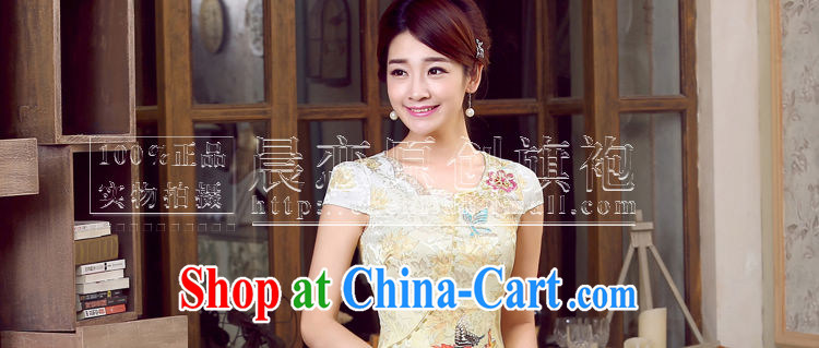 Morning, dresses new 2015 summer retro short-sleeved improved stylish Chinese qipao dress low collar dresses, shadow yellow XXL pictures, price, brand platters! Elections are good character, the national distribution, so why buy now enjoy more preferential! Health