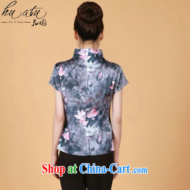 spend the summer with new short-sleeved, Ms. Tang with Chinese improved butterfly buckle stretch stamp duty cotton Sau San Tong women such as Map Color XL, figure, and shopping on the Internet