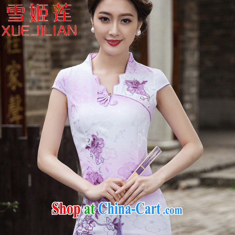 Hsueh-Chi Lin Nunnery 2015 new spring and summer with stylish short retro dresses dresses daily dress qipao gown #1127 violet XXL, Hsueh-chi Lin (XUEJILIAN), shopping on the Internet