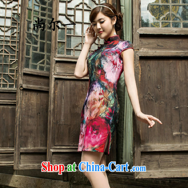 There is a summer retro improved cheongsam dress daily short, Beauty Fashion dresses women 5202 figure color S