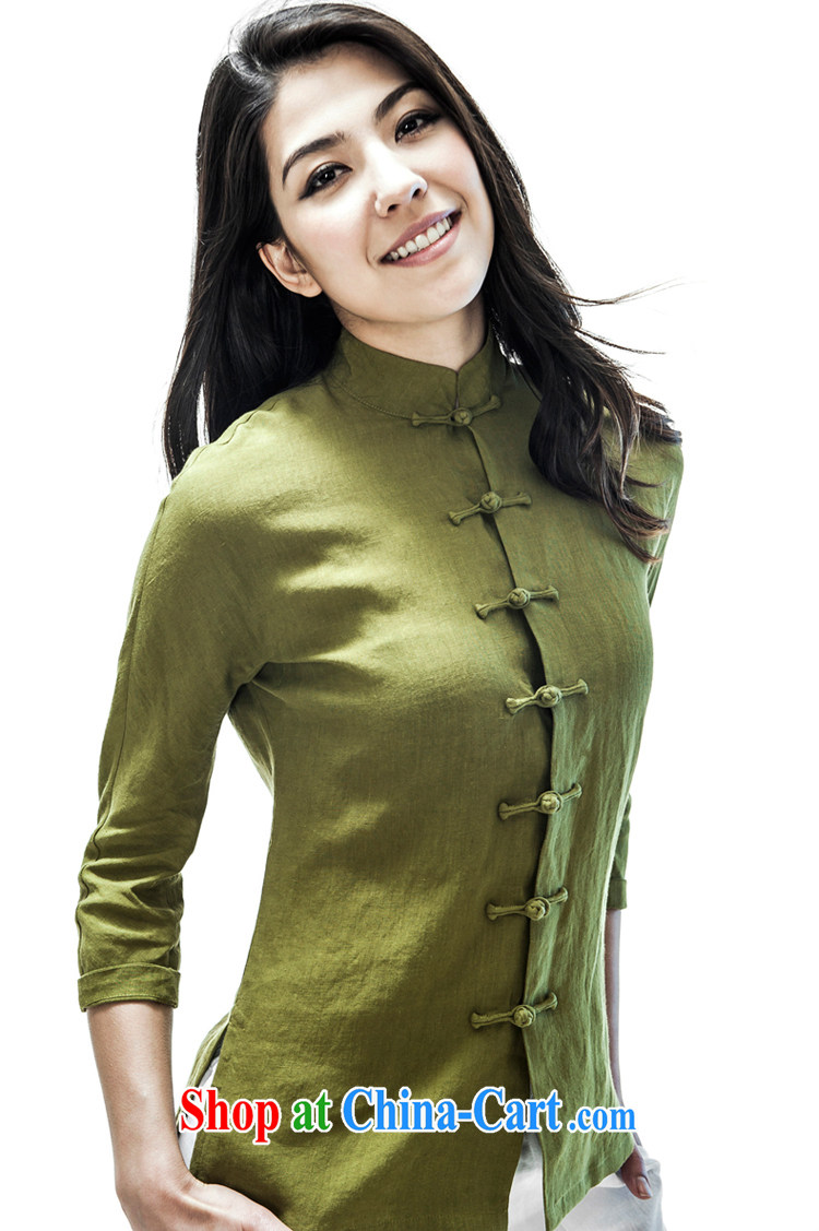 Fujing Qipai Tang China, linen, Chinese T-shirt 7 cuff Chinese-tie shirt, for cultivating summer national female thin shirt green XL (wide) pictures, price, brand platters! Elections are good character, the national distribution, so why buy now enjoy more preferential! Health