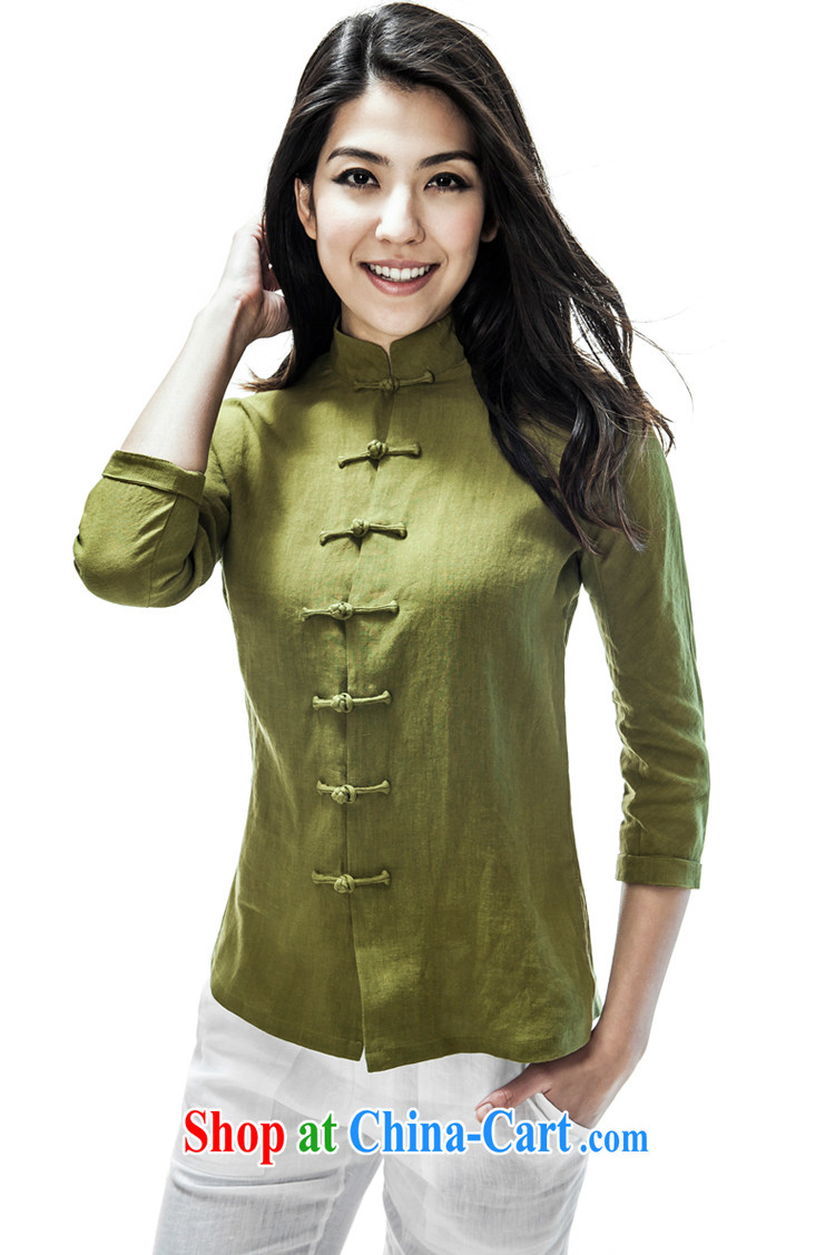 Fujing Qipai Tang China, linen, Chinese T-shirt 7 cuff Chinese-tie shirt, for cultivating summer national female thin shirt green XL (wide) pictures, price, brand platters! Elections are good character, the national distribution, so why buy now enjoy more preferential! Health