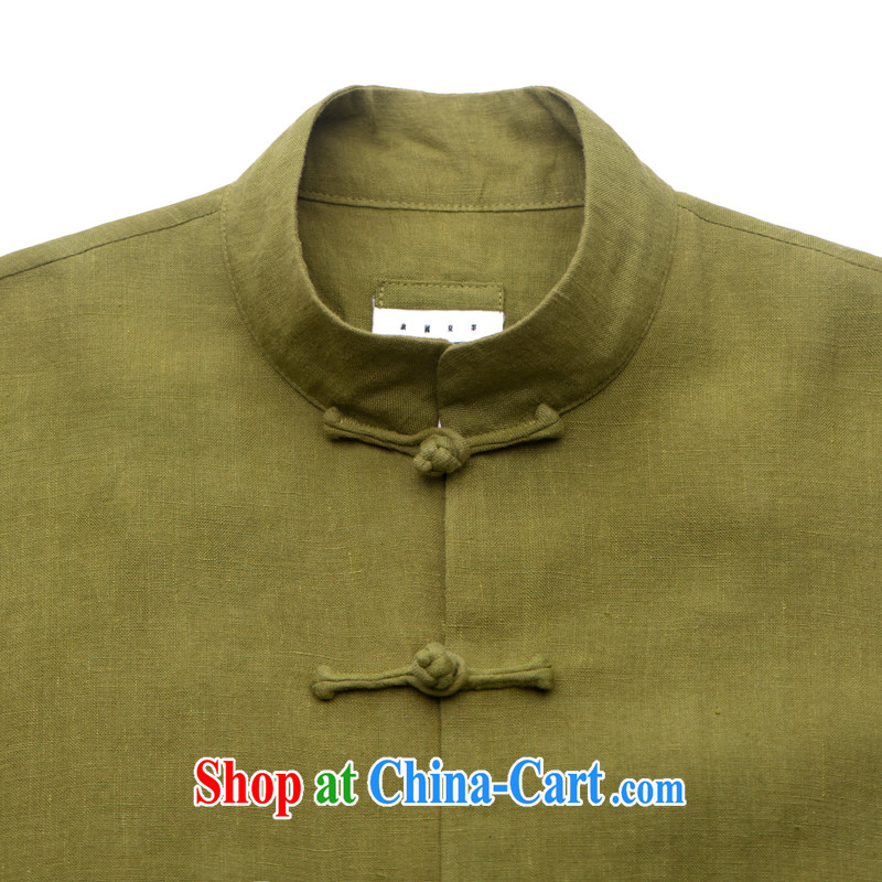 Fujing Qipai Tang China, linen, Chinese T-shirt 7 cuff Chinese-tie shirt, for cultivating summer national female thin shirt green XL (wide), Fujing Qipai Tang (Design seventang), online shopping
