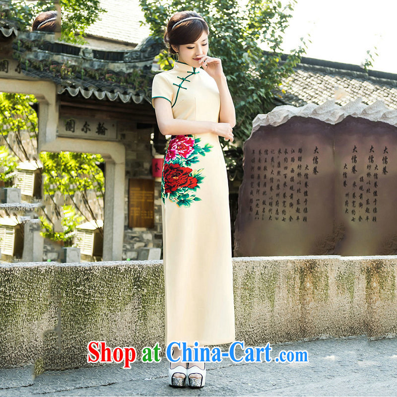 There's a new summer fashion improved daily cheongsam Chinese wind long dresses retro silk long cheongsam 5209 Map Color XXL, there's a, online shopping