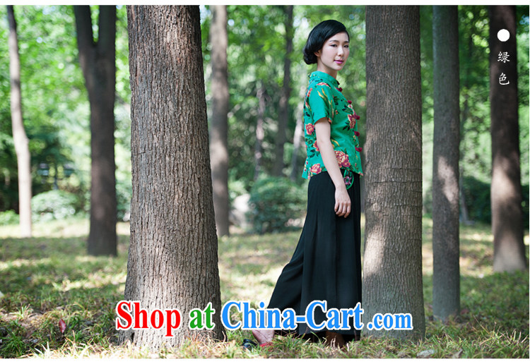 In 2015 Moon Ethnic Wind women's clothing cotton the Chinese clothing is withholding stamp improved Chinese summer T-shirt retro T-shirt green M pictures, price, brand platters! Elections are good character, the national distribution, so why buy now enjoy more preferential! Health
