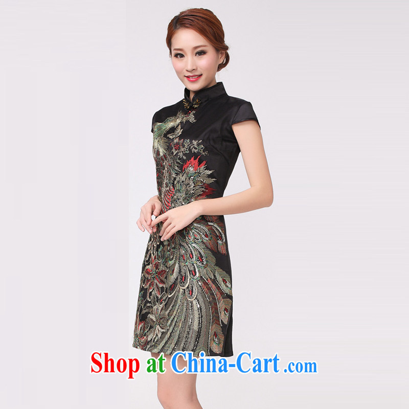 Property is property, China wind dresses 2015 new retro embroidery Peacock dress beauty dresses skirt black S, property, language (wuyouwuyu), online shopping