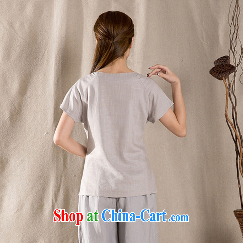 Chancellor Gerhard Schroeder, and the 2015 spring and summer with new liberal short-sleeved retro Chinese female improved stylish dresses T-shirt cotton Ms. Yau Ma Tei Tong with gray XXL gray XXL, Gnjilane, (SIGENY), shopping on the Internet