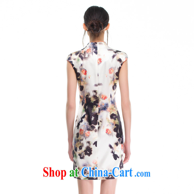 Wood is really the female inkjet silk improved cheongsam dress 2015 summer beauty and stylish dresses 53,343 07 light gray XXL (A), wood really has, on-line shopping