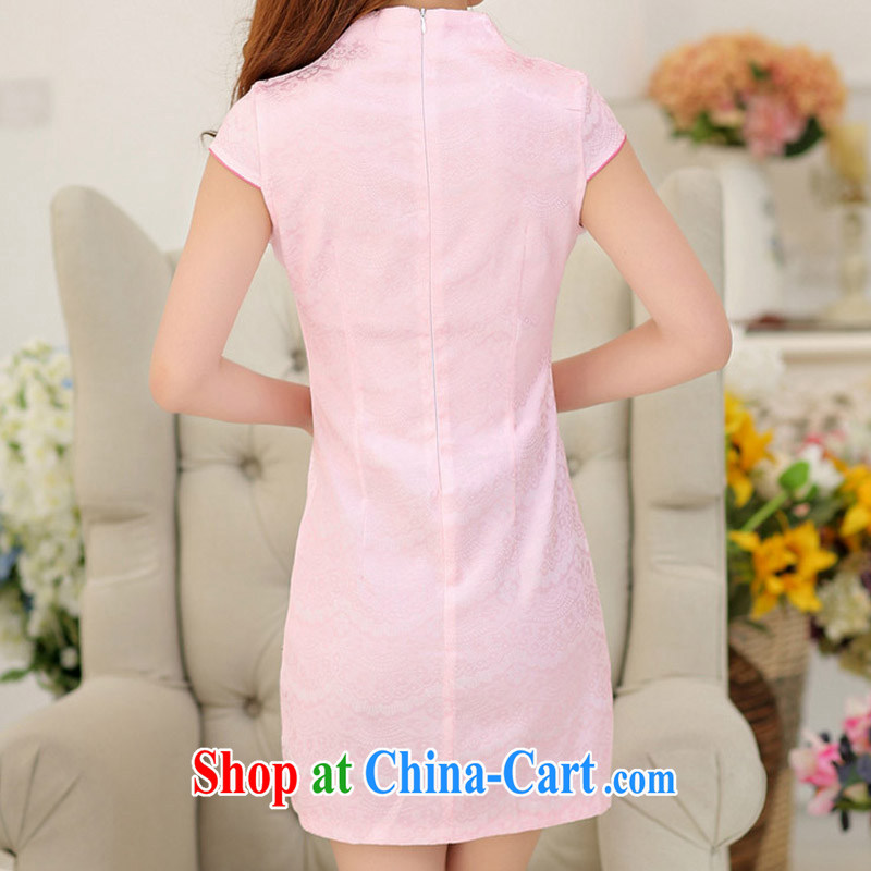 2015 summer new, improved retro style dress short-sleeve dresses China wind elegant Phillips Magpies embroidery cheongsam 1613 pink XL, Chun Yat-wah (QueensMakings), and, on-line shopping