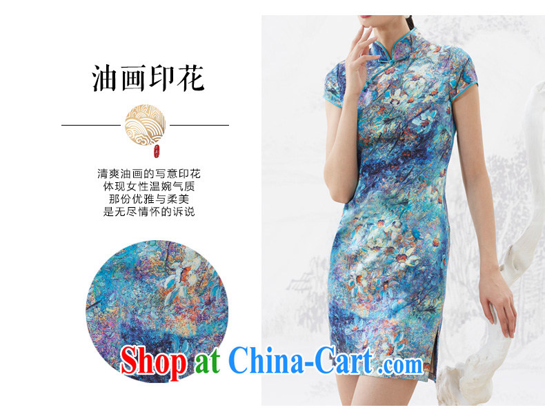 Wood really improved cheongsam dress 2015 summer new women spring fashion beauty Silk Dresses 53,349 10 dark blue XXL (B) pictures, price, brand platters! Elections are good character, the national distribution, so why buy now enjoy more preferential! Health