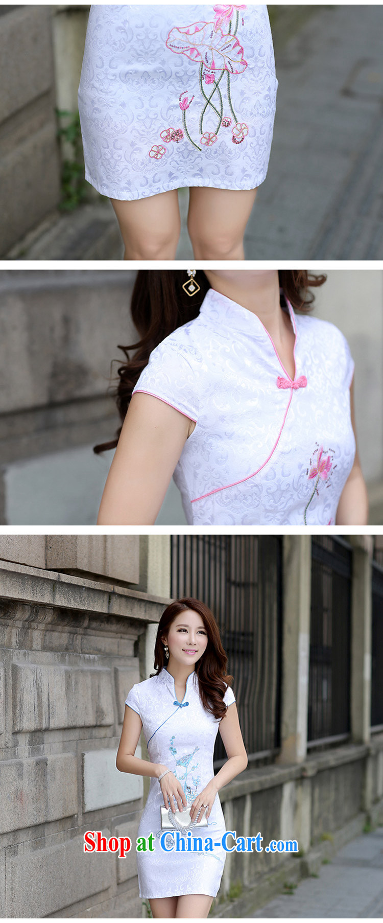 2015 summer new female cheongsam Chinese wind Lotus embroidered dresses ethnic wind improved V cheongsam for women 1614 light blue XL pictures, price, brand platters! Elections are good character, the national distribution, so why buy now enjoy more preferential! Health