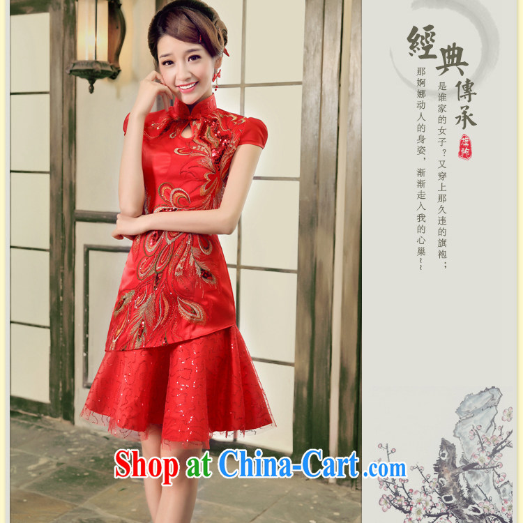 A Chinese bows service 2015 summer new festive bridal wedding dress retro China wind improved cheongsam dress red XXXL pictures, price, brand platters! Elections are good character, the national distribution, so why buy now enjoy more preferential! Health