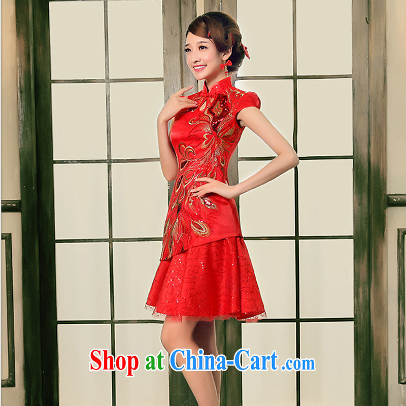 A Chinese bows service 2015 summer new festive bridal wedding dresses antique Chinese wind improved cheongsam dress red XXXL, property, language (wuyouwuyu), shopping on the Internet