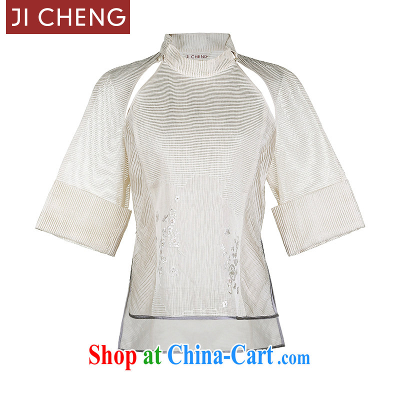 The pre-sales of goods' Gil-seung/jicheng embroidery, cuff T shirt T-shirt China wind up collar T shirt white L, Gil-seung, shopping on the Internet