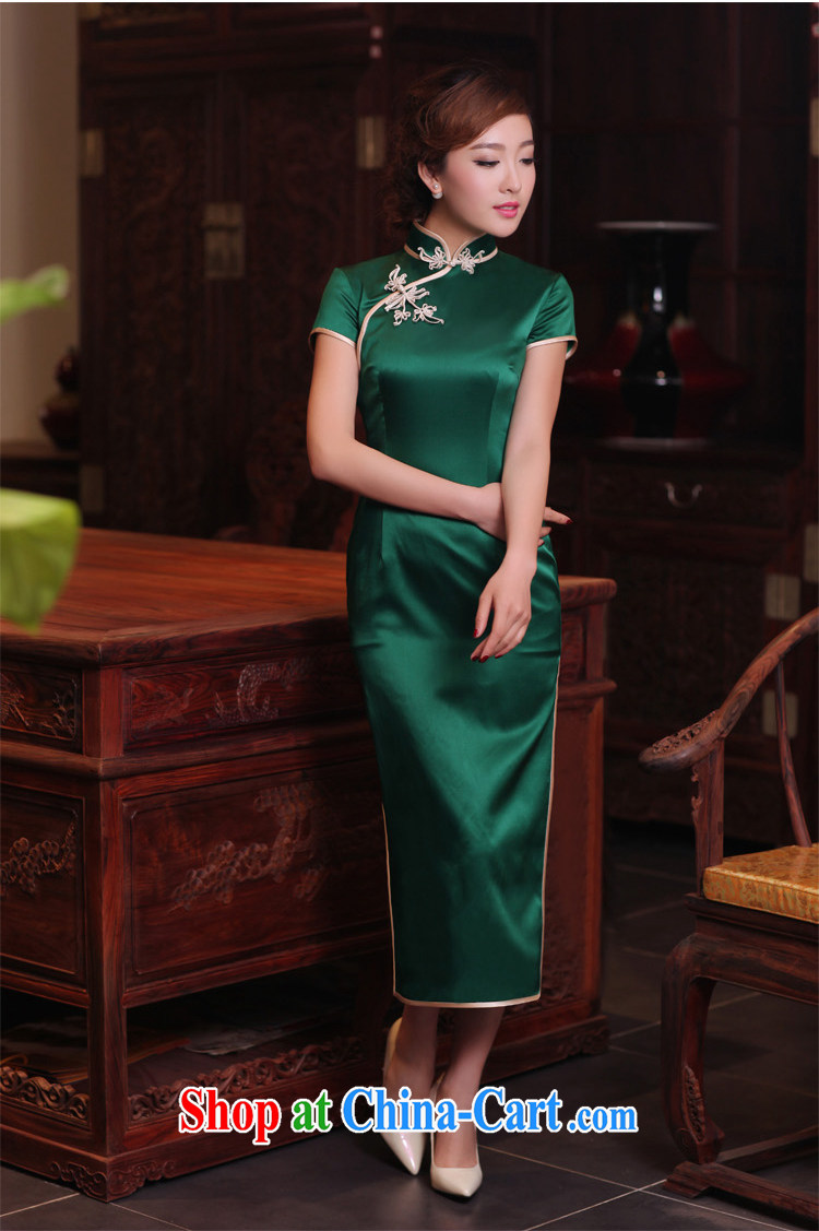 Bird lovers of green micro 2015 spring new 100% silk short-sleeved long cheongsam QD 302 green short L - pre-sale 7 Days pictures, price, brand platters! Elections are good character, the national distribution, so why buy now enjoy more preferential! Health