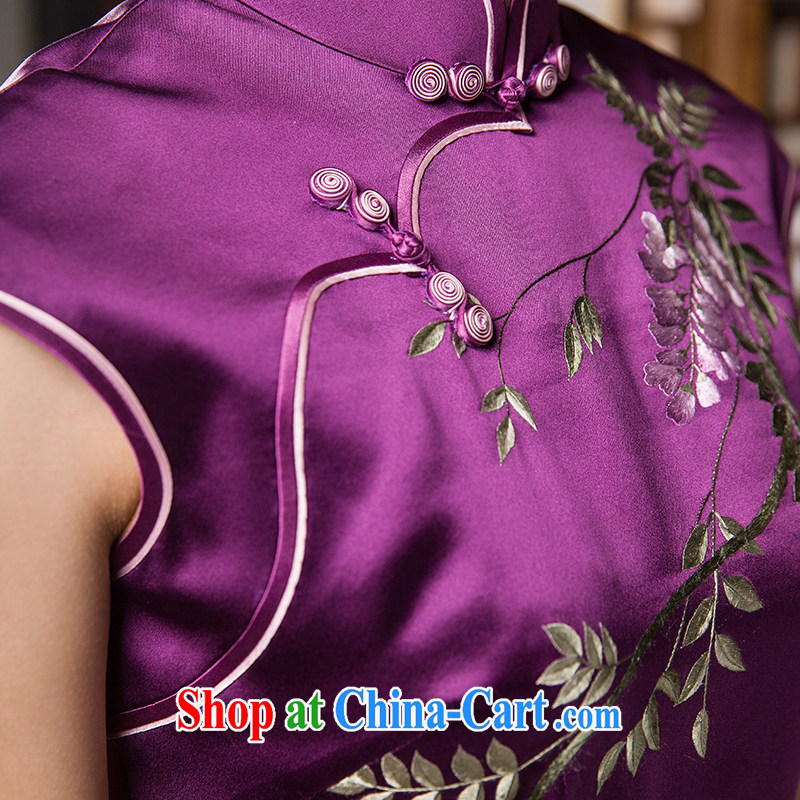 Old Wu female Red 2015 summer new cheongsam wisteria vines whispers short XXL, old Wu female Red, on-line shopping