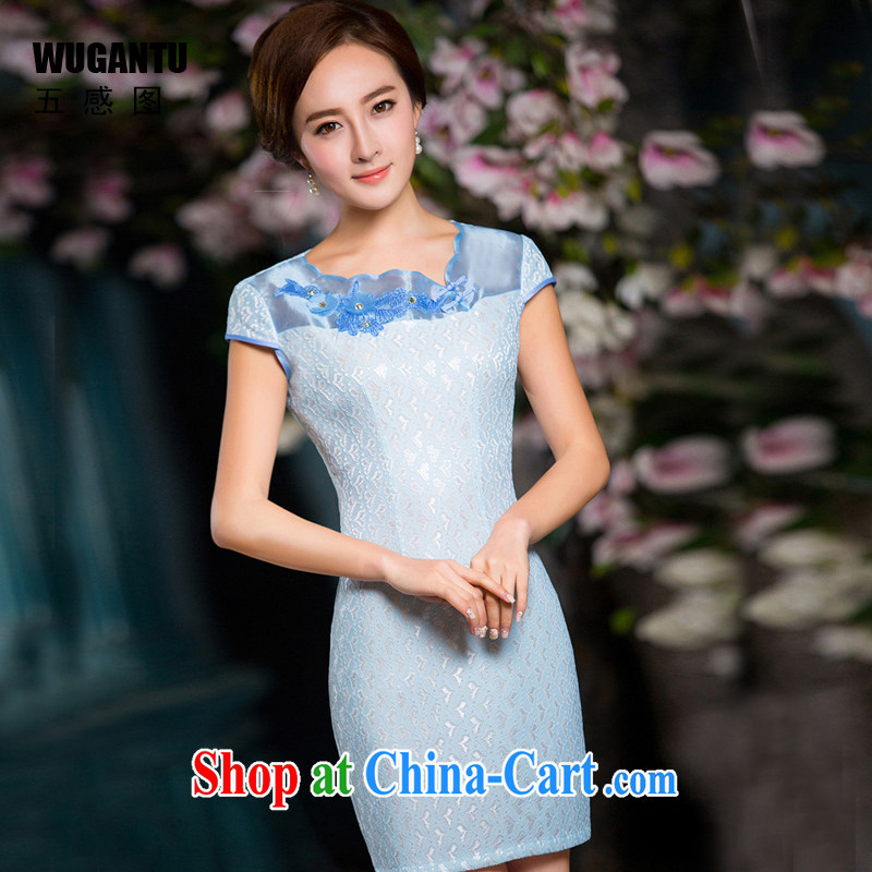 5 the SENSE summer 2015 new, modern-day beauty lace short cheongsam dress ladies dress WGT 163 photo color 164 XXL, SENSE 5 (WUGANTU), online shopping
