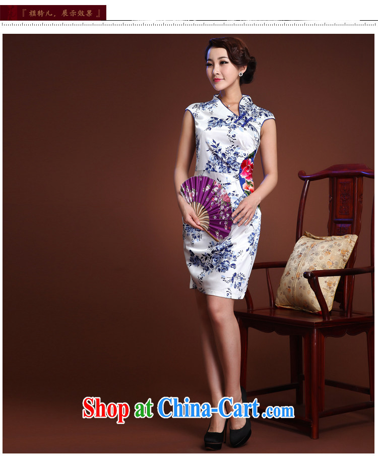 The Tang dynasty summer 2015 new blue and white porcelain cheongsam dress retro improved daily embroidered sleeveless girls dress blue Peony XL pictures, price, brand platters! Elections are good character, the national distribution, so why buy now enjoy more preferential! Health
